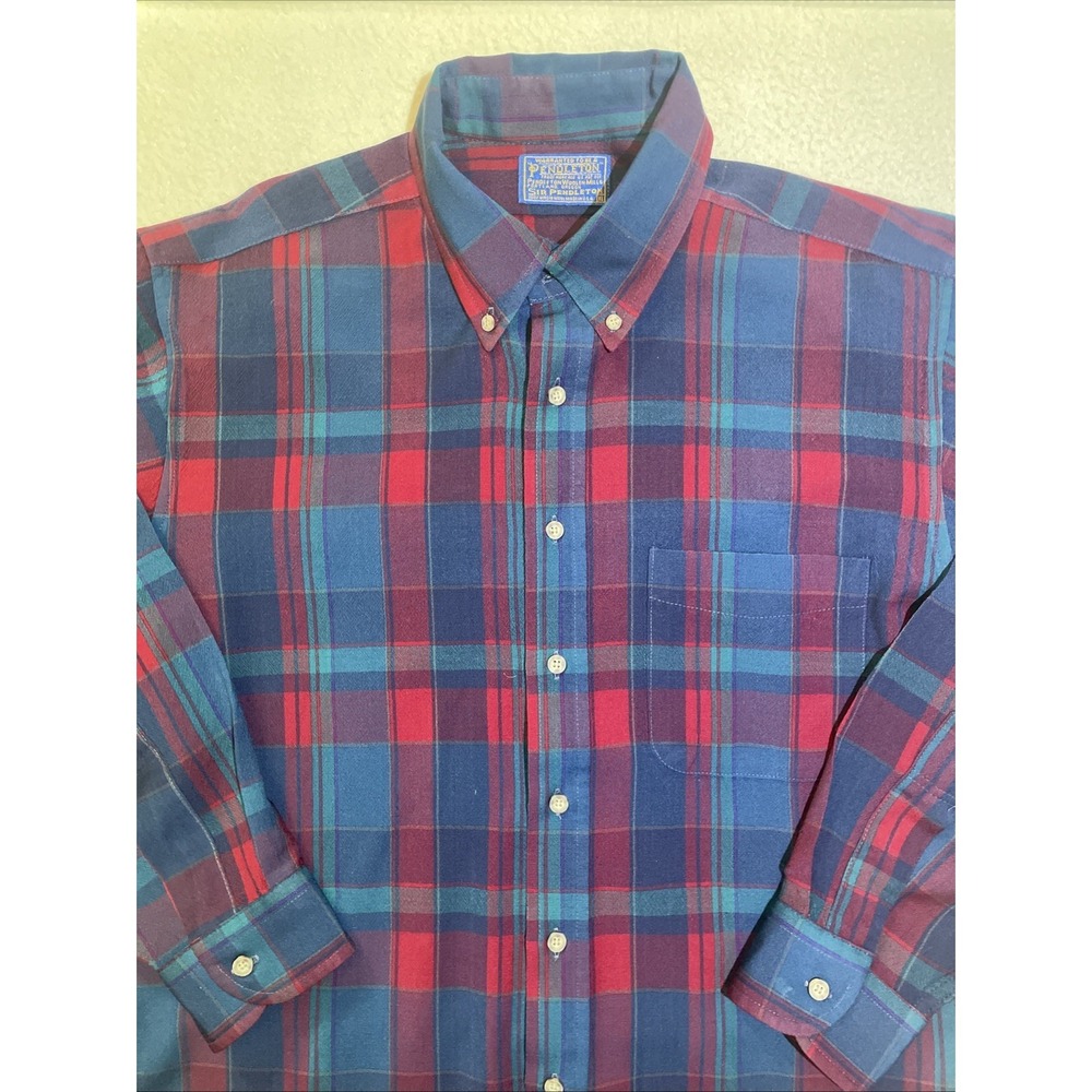 Vintage Pendleton Plaid Wool Shirt Mens‎ Size XL Flannel Tartan Made In USA
